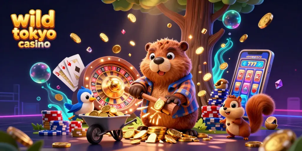 Experience thrill with the wild tokyo casino game scene featuring vibrant cartoon characters and casino elements.
